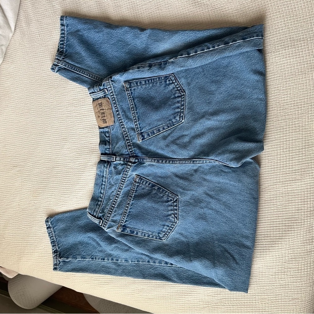 Vintage 90s Gap Reverse Tapered Jeans Womens 14 Ankle Blue Denim Made USA - Picture 6 of 16